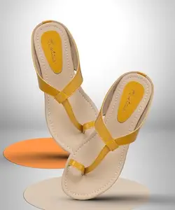 Picktoes PT-402 Women's Yellow Synthetic Leather Casual Flat Sandal