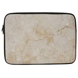 Crazyify White Marble Printed Laptop Sleeve/Laptop Case Cover/Laptop Bag (11-15.6 inch) with Shockproof & Waterproof Linen On All Inner Sides | MacBook/Laptop Sleeve for Men & Women |