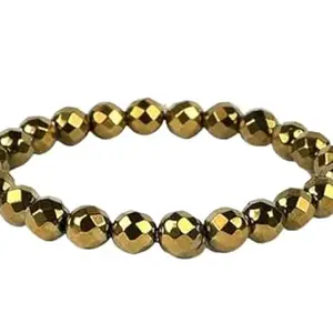 SRT Rudra Certified Golden Pyrite Bracelet Diamond Cut 22 Golden Beads Golden Pyrite Bracelet गोल्डन पाइराइट ब्रेसलेट Natural Pyrite Crystal Bracelet for men women
