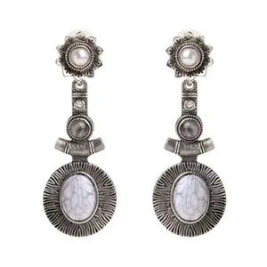 XPNSV Luxury Vintage Tribal White Studded Bell Earrings,Jewellery Gift Set for Women & Girls | Anti Tarnish, Light Weight, Diwali Special Jewellery for Women, Girls and Her
