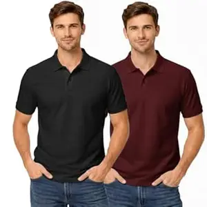 DIAZ Men’s Half Sleeve Polo T-Shirt | Half Sleeves Polo Neck T Shirt for Men | Half Sleeve Polo Tshirt | Regular Fit Solid Casual Wear Office Wear T-Shirt-Pack of 2