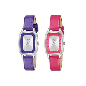 FROZIL Analogue Silver Dial Purple Pink Belt Girls Watches Combo(S-464-467)