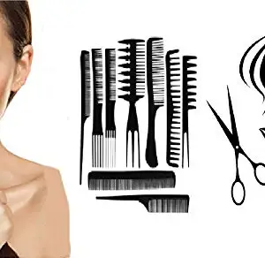 INAAYA Professional Hair Cutting Comb Set For Salon And Parlor Use (9 Pcs Black)