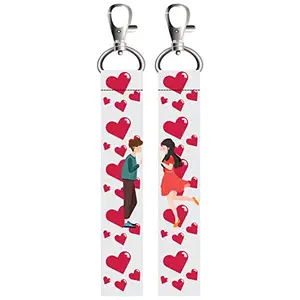 ISEE 360® 2 PCs Red Hearts Lanyard Bag Tag with Swivel Lobster for Gift Luggage Bags Backpack Laptop Bags Lovers Combo L X H 5 X 0.8 INCH