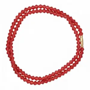 Women’s Red Glass Beads Necklace, Handmade Jewelry 18 Inch Length, Classical Beauty Lightweight Beaded Necklace, Pack of 1