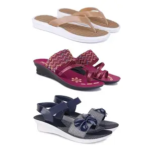 Women's Comfortable Sandal,Casual Lightweight Sandal for Everyday Wear | (COMBO-3)-1860-1949-1972-8-EURO-39