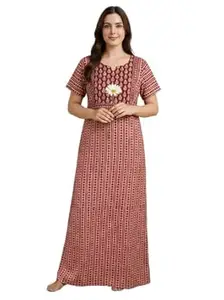 Bahumaan Pure Cotton Nighty for Woman | Night Gown for Women with Pocket, Ideal for Loungewear | Maxi Nighty for Women Cotton