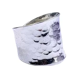 AMONROO Large Vintage Style Hammered Design Adjustable Ring High Quality 925 Silver Handcrafted Antique Gift Stylish Unisex Jewellery (Face 22 mm)