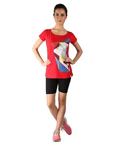 Vector X VTDF 040 B Printed Blend Round Neck T-Shirt, Women's Medium (Red)