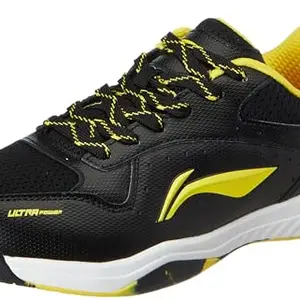 Li-Ning Ultra Power Non-Marking Badminton Shoe|Indoor Sports|Stability Heel, Prototypical Sole, Lightweight Shoe (Black/Yellow,UK 3)