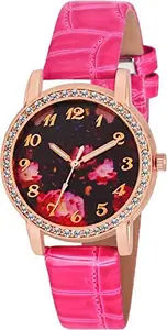 Sooms Multi Color Dial Pink Leather Watch
