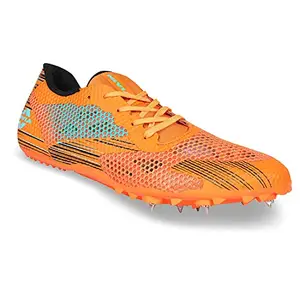 Nivia Track and field-100 Shoes for Men, Running Shoes, Athlete Shoes, Running Spikes for Men, Running Spikes for Athletics, Track and Field Shoes for Men (Orange) UK-5
