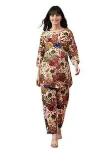 Mubeno Women's Floral Printed Rayon Kurta Pant Coord Set | Plus size 4xl,5xl Matching Set for women| Party/Office Wear Kurta Cord Set for Women | Casual Ethnic Wear (S to 6XL)