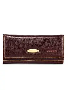 GENWAYNE Women's Leather Wallet Purse, Brown, Lhp11