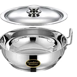 Kanshita's Rasoiware Induction Base Stainless Steel Kadai with Stainless Steel Lid (3 Litre) price in India.