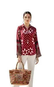 Women's Bandhani Blue Satin Shirt