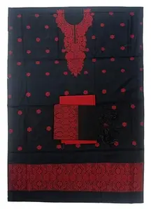 paul bastralaya cotton silk tant salwer suit dress metrials (black/red)