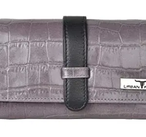 URBAN FOREST Danny Grey/Black Leather Wallet for Women