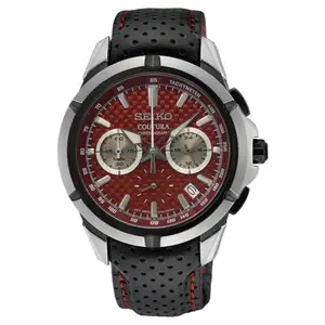 Seiko Stainless Steel Analogue Red Dial Men Watch-Ssb435P9, Bandcolor-Black