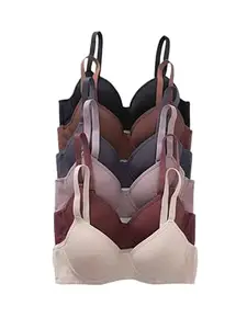 Imsa Moda Women’s Nylon Lycra Lightly Padded Non-Wired Full Coverage Everyday Bra | Soft, Comfortable & Supportive | Assorted Colours (Pack of 2)
