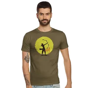 Tantra Jitendriya Olive Green Men Round Neck Printed Tshirt (XX-Large)