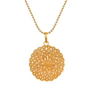 JFL - Jewellery for Less Traditional Gold Plated Flower Pattern Pendant with Ball Chain For Women & Girls- Valentine Latest Love,Valentine