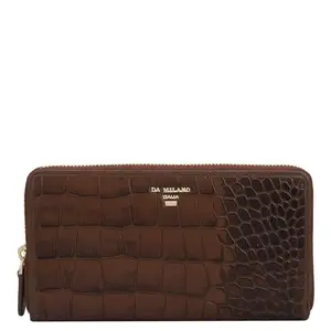 Da Milano Leather Zip Women Wallet - Brown (10034E)