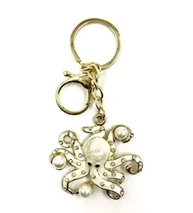 Good Goody Octopus Stone Studded Keychain | Stunning Key Ring Purse Hanging Jewellery (Gold)