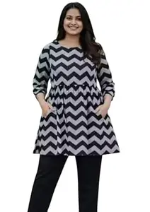 Women's Floral Print Tunic, 3/4 Sleeve, A-Line Kurta, Rayon