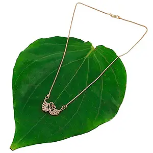 Brado Jewellery Micro Rose Gold Plated American Diamond Beautiful Swan Shape Love Bird Necklace Golden Chain Pendant for Women and Girls