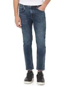 MUFTI Men's Tinted Ankle Length Stretch Jeans Blue