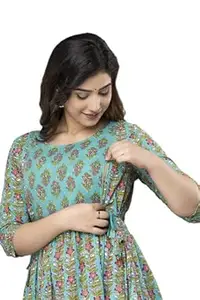 Naarika Women’s Rayon Printed Maternity & Feeding Kurti with Concealed Zippers (NAK)