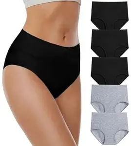 DIVING DEEP Panty for Women |Panties for Girl | Women’s Cotton High-Waist Panties – Full Coverage, Breathable & Stretchable Hipster Briefs (Pack of 5)