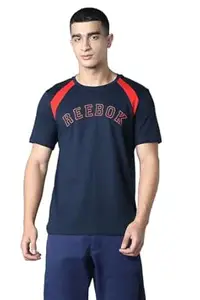 Reebok Men's 100% Cotton Casual T-Shirt | Pure Cotton Soft Breathable Regular Fit Half Sleeve Tee | Round Neck Tshirt| Graphic Tshirt