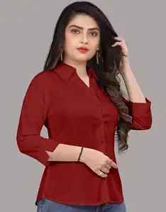 Formal/Casual Cotton Blend Shirt for Women with 3/4 Sleeve for Casual Wear