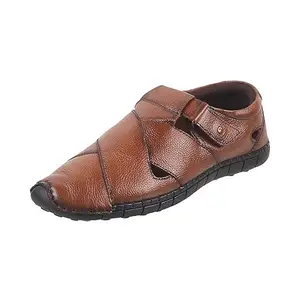 Mochi Men Tan Fisherman Leather Sandal UK/8 EU/42 (18-233)