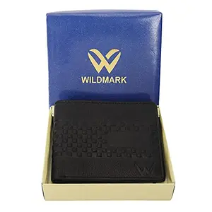 WILDMARK Pyramid Slim Leather Wallet for Men, Branded Gents Purse with Money Storage Compartment and Card Holder Slots