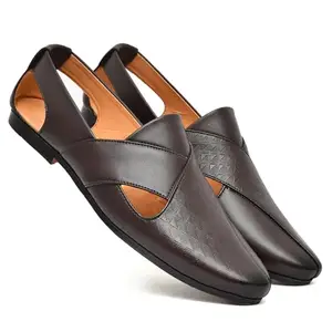 MARKRANGE Men's brown Synthetic Leather Comfortable Sandals for Men 08 (UK/INDIA)
