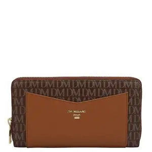 Da Milano Zip Leather Wallet for Women - Brown