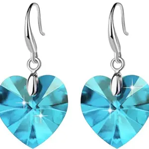 Via Mazzini Crystal Heart Dangle Earrings Birthday Anniversary Valentines Day Gift for Women & Girls (ER2500)