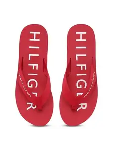 Tommy Hilfiger Red Polyester Printed Women Flip Flop (F23HWFW275) Size-37