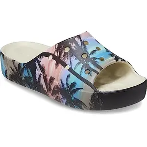 crocs womens Classic Platfrm Retro Resort Slide Bone/Multi Slide Sandal - 9 UK (W11) (208765-2Y3)