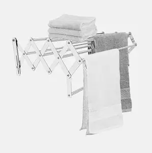 TOSHIRO TOSHIRO Stainless Steel Wall Cloth Dryer Stand (8 Pipe x 24 Inches) Rod Rust-Free Stainless Steel Expandable & Foldable Wall Mounted Clothes Drying Rack