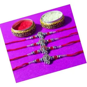MOOLYAVAAN PRODUCTS Laddu Gopal Face Designer Rakhi | RakshaBandhan Rakhi | With Roli & Chawal (MOOLYA-084) (Pack of (2)