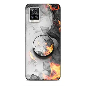 Screaming Ranngers Designer Printed Hard Plastic Matt Finish Mobile Case Back Cover with Mobile Holder for Vivo V20 (Simple Designs/Fire)