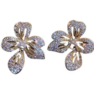 Bhagya collection Latest Stylish Korean design earrings for girls and women (Stone flower)