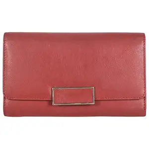 Leatherman Fashion LMN Genuine Leather Red Women Wallet LV5857 (12 cc Card Slots)