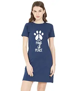 Stylish Cotton Blend Printed T-Shirt for Women | Casual Wear | Soft & Comfortable Fabric | Trendy Short Sleeve (Navy Blue_Small_Pack of 1)#5797