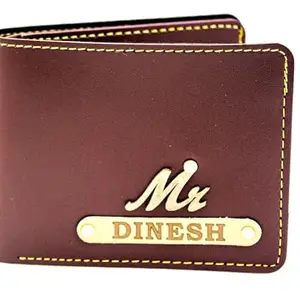 NAVYA ROYAL ART Customised Men's Leather Wallet - Name & Logo Printed on Wallet for Gift, Brown Colour