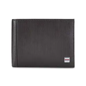 Tommy Hilfiger Tristen Leather Passcase Wallet for Men - Dark Brown, 14 Card Slots